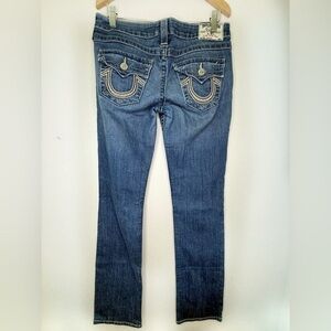 True Religion Blue jeans Billie Mid Rise Straight Leg Denim Flap logo pocket